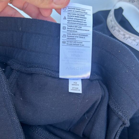 Vince Wide Leg Cropped Pull On Trousers Pants Seam XS Black Navy Stretchy Sweats - Picture 8 of 11